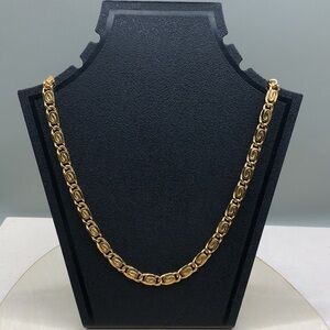 Vintage byzantine style gold tone chain necklace costume faux fine jewelry.